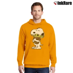 Men’s Snoopy Hugging Baby Yoda Star Wars Pullover Hoodie in orange | Cozy, Durable, Modern Fit