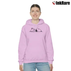 Women’s Snoopy Hugging Woodstock Peanuts Cozy Hoodie in light pink | Warm, Structured, Stylish