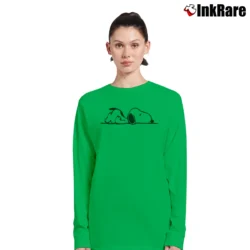 Women’s Snoopy Hugging Woodstock Peanuts Long-Sleeve Top in irish green | Sleek, Versatile, All-Season