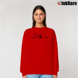 Women’s Snoopy Hugging Woodstock Peanuts Relaxed Sweatshirt in red | Soft, Laid-Back Vibe