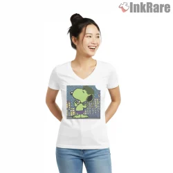 Snoopy Hulk Marvel Superhero Crossover Shirt on white v-neck shirt for women graphic tee