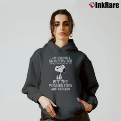 Women’s Snoopy I Am Currently Unsupervised Cozy Hoodie in charcoal | Warm, Structured, Stylish