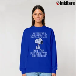 Women’s Snoopy I Am Currently Unsupervised Relaxed Sweatshirt in royal blue | Soft, Laid-Back Vibe