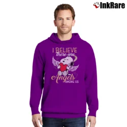 Men’s Snoopy I Believe There Are Angels Among Us Pullover Hoodie in purple | Cozy, Durable, Modern Fit