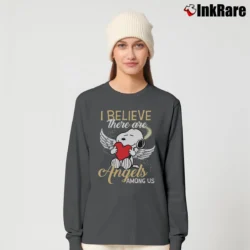 Women’s Snoopy I Believe There Are Angels Among Us Long-Sleeve Top in charcoal | Sleek, Versatile, All-Season