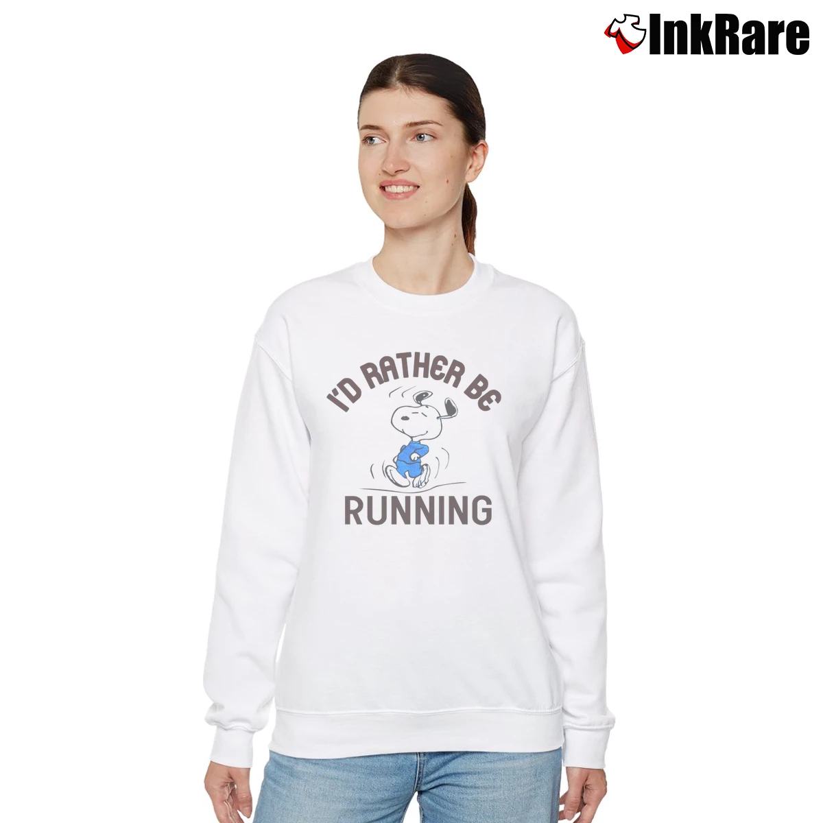 Snoopy I D Rather Be Running Women’s Relaxed Sweatshirt in white – Cozy Casual Women’s Snoopy I D Rather Be Running Relaxed Sweatshirt in white | Soft, Laid-Back Vibe