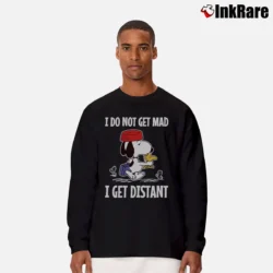 Men’s Snoopy I Do Not Get Mad I Get Distant Long-Sleeve Shirt in black | Sleek, Lightweight, Year-Round Wear