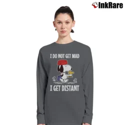 Women’s Snoopy I Do Not Get Mad I Get Distant Long-Sleeve Top in charcoal | Sleek, Versatile, All-Season