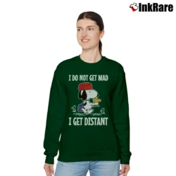 Women’s Snoopy I Do Not Get Mad I Get Distant Relaxed Sweatshirt in forest green | Soft, Laid-Back Vibe