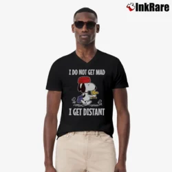 Men’s Snoopy I Do Not Get Mad I Get Distant V-Neck Tee in black | Sharp, Breathable, Everyday Staple