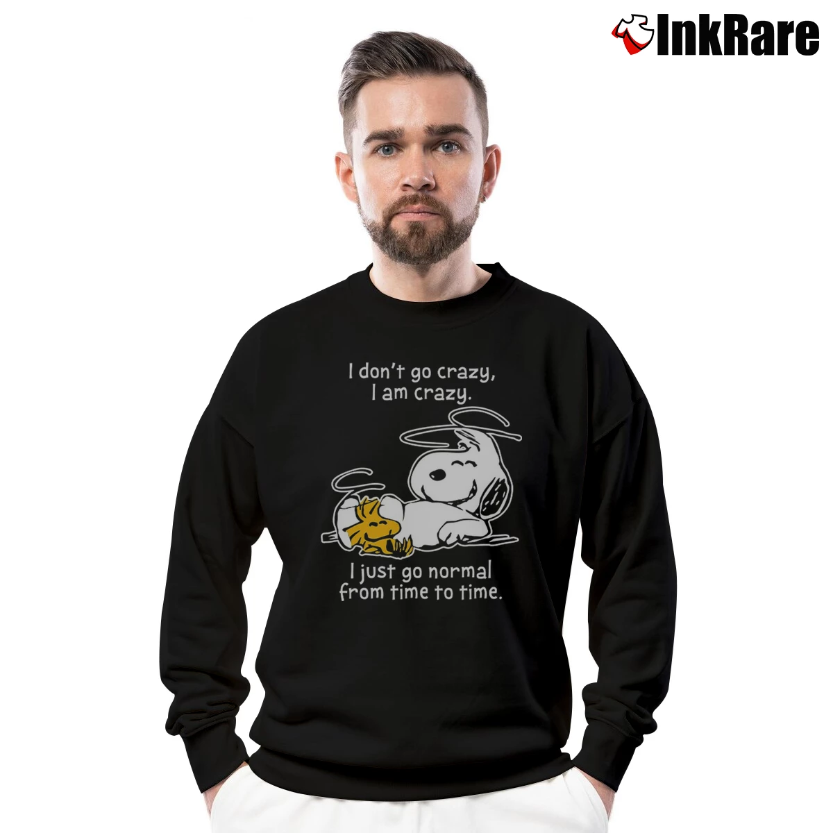 Men’s Snoopy I Don't Go Crazy I Am Crazy I Just Go Normal From Time To Time Crewneck Sweatshirt in black | Cozy Fabric, Clean Style