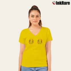 Women’s Snoopy I Just Love You Valentine Heart V-Neck Tee in yellow | Chic Neckline, Soft Texture