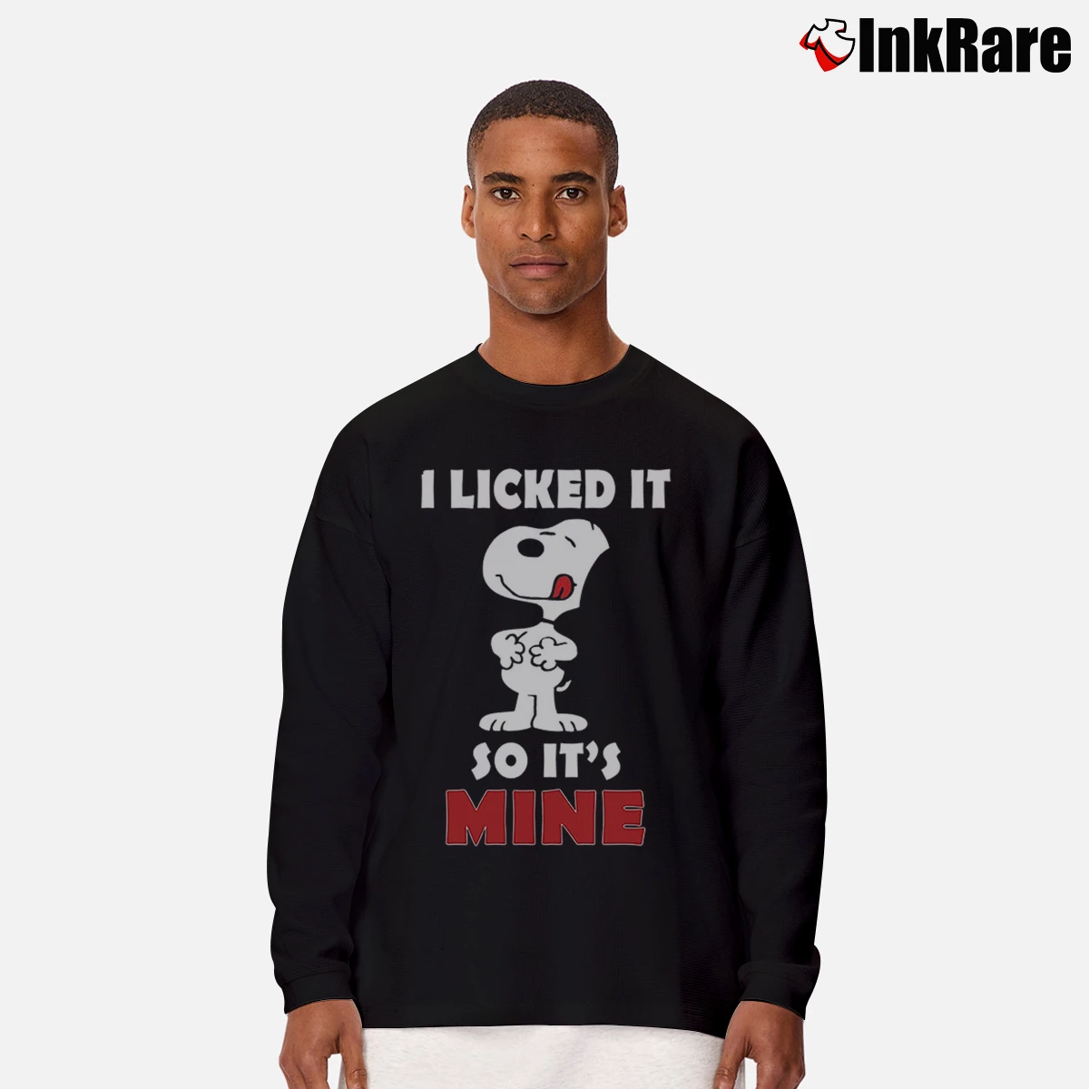 Men’s Snoopy I Licked It So It's Mine Long-Sleeve Shirt in black | Sleek, Lightweight, Year-Round Wear