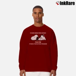Men’s Snoopy I'm In The Fitness Protection Program Long-Sleeve Shirt in maroon | Sleek, Lightweight, Year-Round Wear