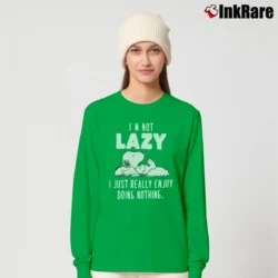 Women’s Snoopy I'm Not Lazy Just Enjoy Doing Nothing Long-Sleeve Top in irish green | Sleek, Versatile, All-Season