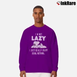 Men’s Snoopy I'm Not Lazy Just Enjoy Doing Nothing Long-Sleeve Shirt in purple | Sleek, Lightweight, Year-Round Wear
