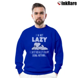 Men’s Snoopy I'm Not Lazy Just Enjoy Doing Nothing Crewneck Sweatshirt in royal blue | Cozy Fabric, Clean Style