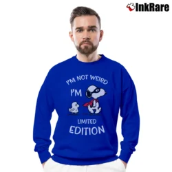 Men’s Snoopy I'm Not Weird I'm Limited Edition Crewneck Sweatshirt in royal blue | Cozy Fabric, Clean Style