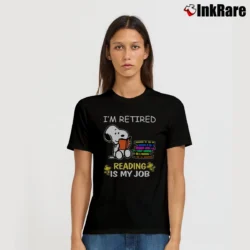 Women’s Snoopy I'm Retired Reading Is My Job T-Shirt in black | Soft, Flattering Fit