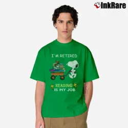 Men’s Snoopy I'm Retired Reading Is My Job Classic T-Shirt in irish green | Soft, Breathable Everyday Wear