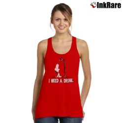 Women’s Snoopy I Need A Drink Tank Top in red | Lightweight, Movement-Friendly