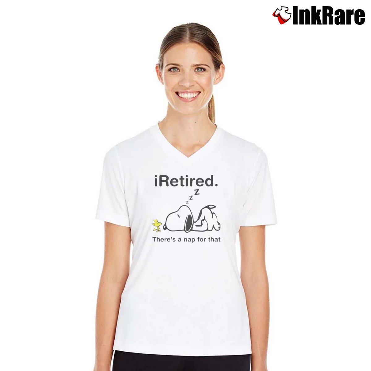 Women’s Snoopy I Retired There S A Nap For That V-Neck Tee in white | Chic Neckline, Soft Texture