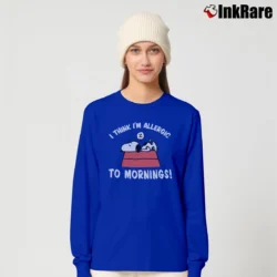 Women’s Snoopy I Think I'm Allergic To Mornings Long-Sleeve Top in royal blue | Sleek, Versatile, All-Season