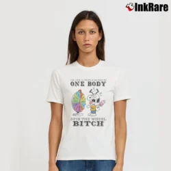 Women’s Snoopy Im Like 12 People Packed In One Body Spin The Wheel Bitch T-Shirt in white | Soft, Flattering Fit