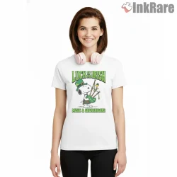 Snoopy Irish Bagpipes Kilt St Patricks Shirt on white short sleeve shirt for women graphic tee