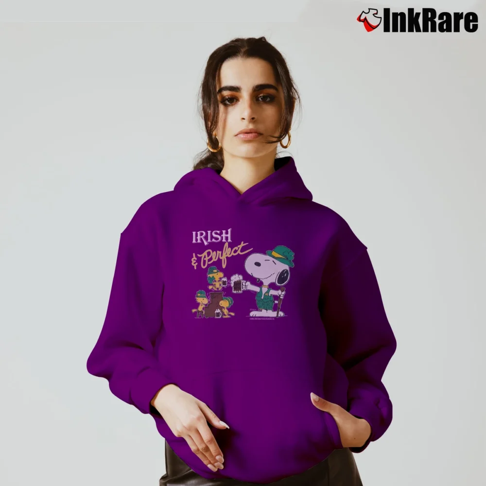 Women’s Snoopy Irish Perfect 1965 Peanuts St Patrick's Day Cozy Hoodie in purple | Warm, Structured, Stylish