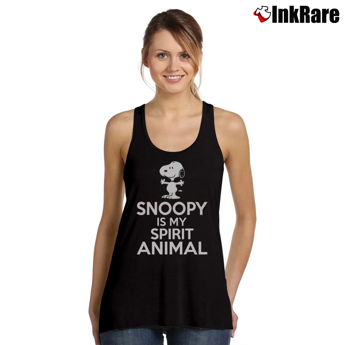 Women’s Snoopy Is My Spirit Animal Tank Top in black | Lightweight, Movement-Friendly