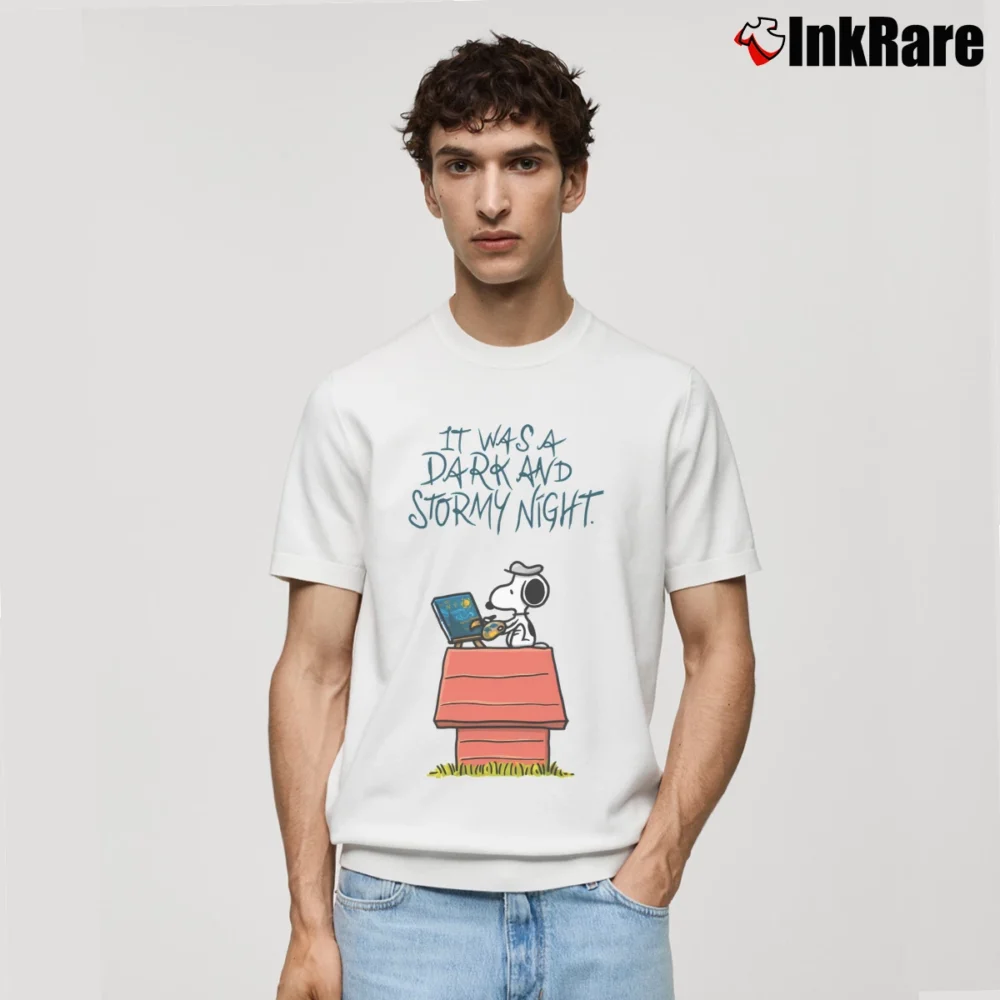 Men’s Snoopy It Was A Dark And Stormy Night Classic T-Shirt in white | Soft, Breathable Everyday Wear