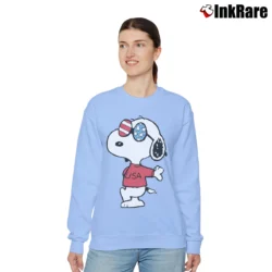 Women’s Snoopy Joe Cool 4th Of July Independence Day Relaxed Sweatshirt in light blue | Soft, Laid-Back Vibe