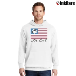 Men’s Snoopy Joe Cool American Flag Pullover Hoodie in white | Cozy, Durable, Modern Fit