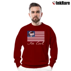 Men’s Snoopy Joe Cool American Flag Crewneck Sweatshirt in maroon | Cozy Fabric, Clean Style