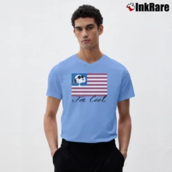 Men’s Snoopy Joe Cool American Flag V-Neck Tee in light blue | Sharp, Breathable, Everyday Staple