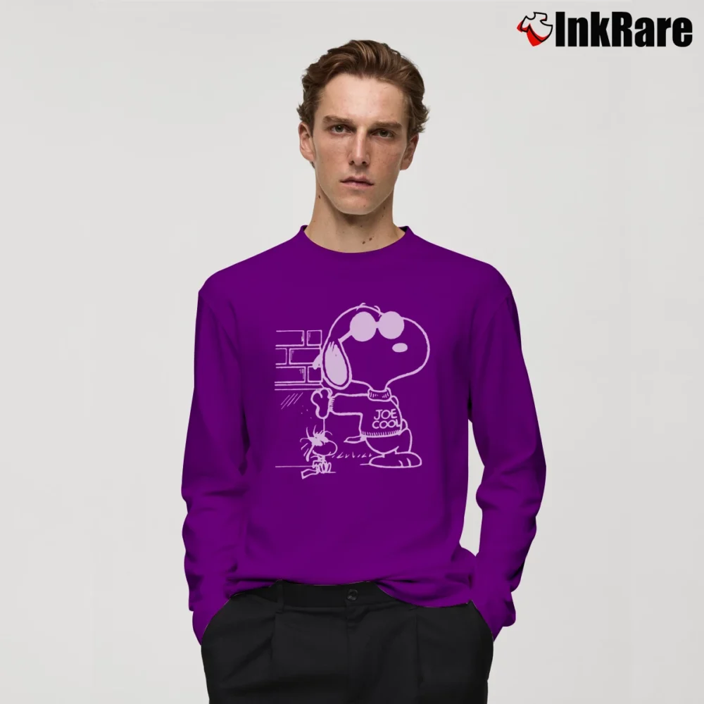 Men’s Snoopy Joe Cool Black Long-Sleeve Shirt in purple | Sleek, Lightweight, Year-Round Wear