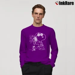 Men’s Snoopy Joe Cool Black Long-Sleeve Shirt in purple | Sleek, Lightweight, Year-Round Wear