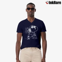 Men’s Snoopy Joe Cool Black V-Neck Tee in navy | Sharp, Breathable, Everyday Staple