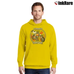 Men’s Snoopy Joe Cool Harley Flames Motorcycle Classic Pullover Hoodie in yellow | Cozy, Durable, Modern Fit