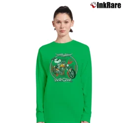 Women’s Snoopy Joe Cool Harley Flames Motorcycle Classic Long-Sleeve Top in irish green | Sleek, Versatile, All-Season