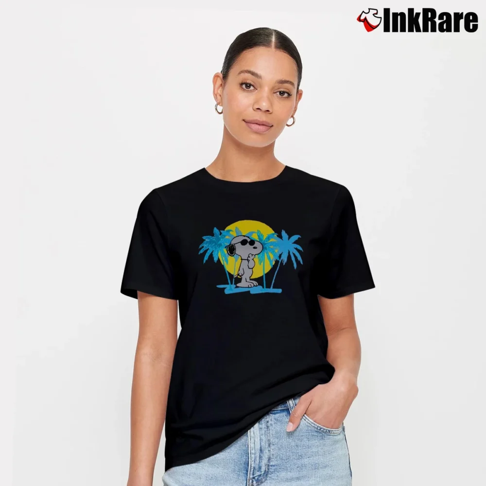 Women’s Snoopy Joe Cool Peanuts Graphic Signature T-Shirt in black | Soft, Flattering Fit