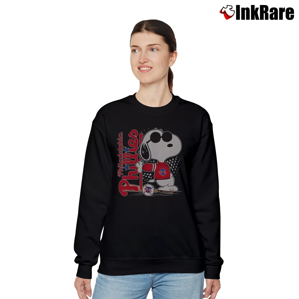 Snoopy Joe Cool Philadelphia Phillies Baseball Women’s Relaxed Sweatshirt in black – Cozy Casual Women’s Snoopy Joe Cool Philadelphia Phillies Baseball Relaxed Sweatshirt in black | Soft, Laid-Back Vibe
