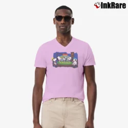 Men’s Snoopy Joe Cool Poker Peanuts V-Neck Tee in light pink | Sharp, Breathable, Everyday Staple