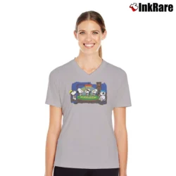 Women’s Snoopy Joe Cool Poker Peanuts V-Neck Tee in sport grey | Chic Neckline, Soft Texture