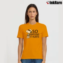 Women’s Snoopy Joe Cool So Awesome It Hurts Classic Signature T-Shirt in orange | Soft, Flattering Fit