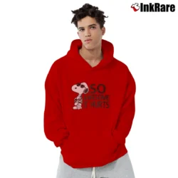 Men’s Snoopy Joe Cool So Awesome It Hurts Distressed Pullover Hoodie in red | Cozy, Durable, Modern Fit
