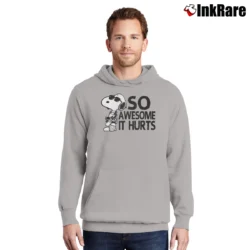 Men’s Snoopy Joe Cool So Awesome It Hurts Distressed Pullover Hoodie in sport grey | Cozy, Durable, Modern Fit