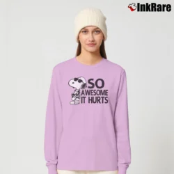Women’s Snoopy Joe Cool So Awesome It Hurts Distressed Long-Sleeve Top in light pink | Sleek, Versatile, All-Season