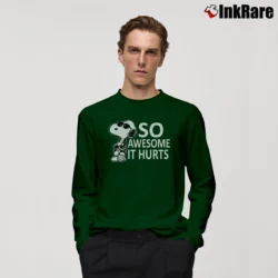 Men’s Snoopy Joe Cool So Awesome It Hurts Long-Sleeve Shirt in forest green | Sleek, Lightweight, Year-Round Wear